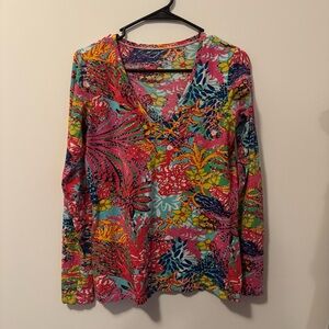 Lilly Pulitzer Vibrant Multicolor long sleeve Women's Top size medium